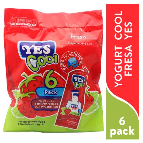 6 Pack Yogurt Yes Cool Fresa - 115Gr