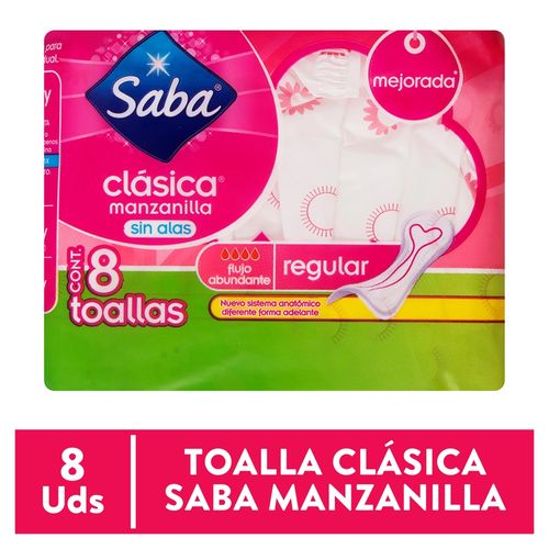 Toalla Saba Clasica Sin Alas 8Und