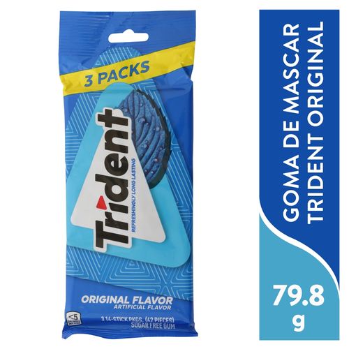 3pk Goma Trident Original 42uni 80gr