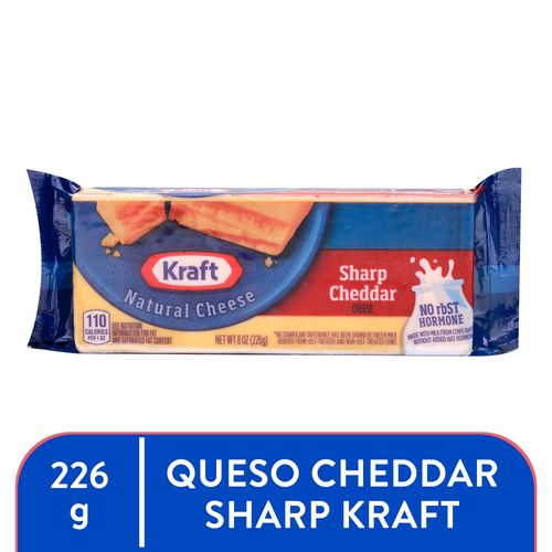 Queso Sharp Cheddar Bloq Kraft 226 Gr