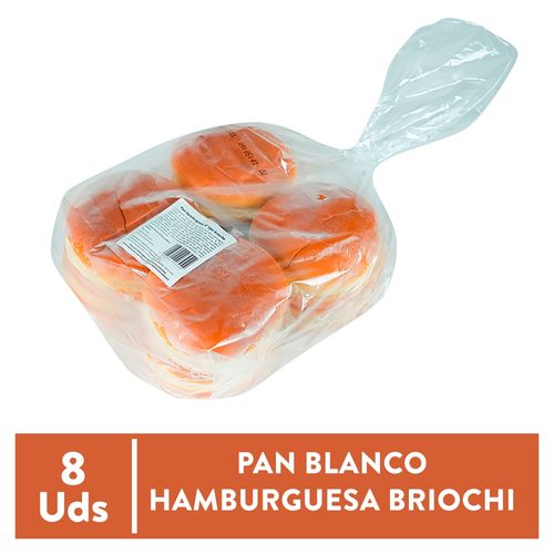 Pan Blanco Hamburguesa Briochi Bols 8uni