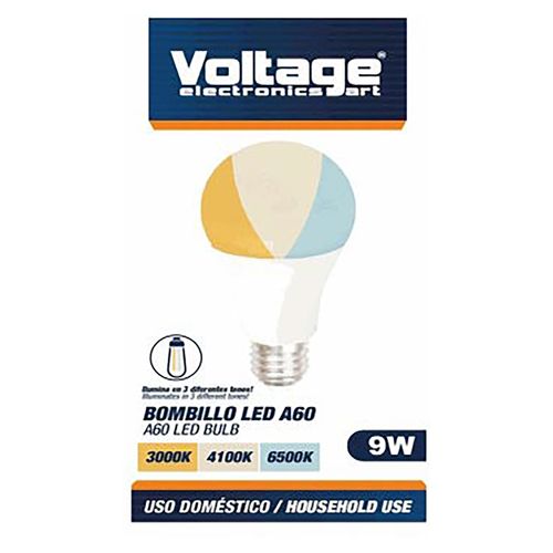 Bombillo Voltage Led A60 3 pack - 9W