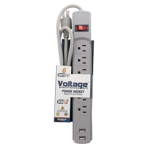 Extension Eléctrica Hyper Tough de Uso Rudo Color Gris de 6mt