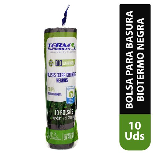 Bolsa Basura Termo Bio - Rollo Extra Grande (30X38) Negra- 10U