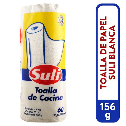 Toalla De Papel Para Cocina Tipo Mayordomo Suli Color Blanca 60 Hojas - 1 Rollo