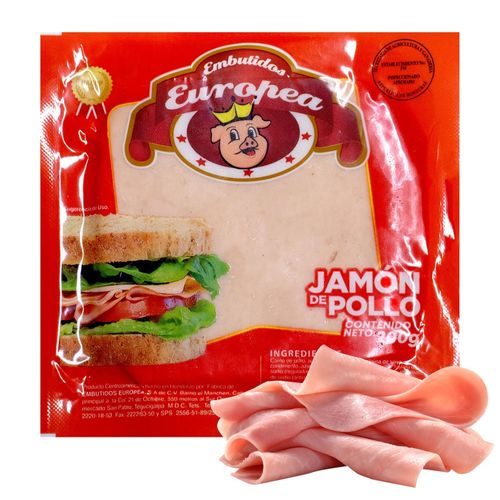 Jamón de pollo Europea, paquete -Lb
