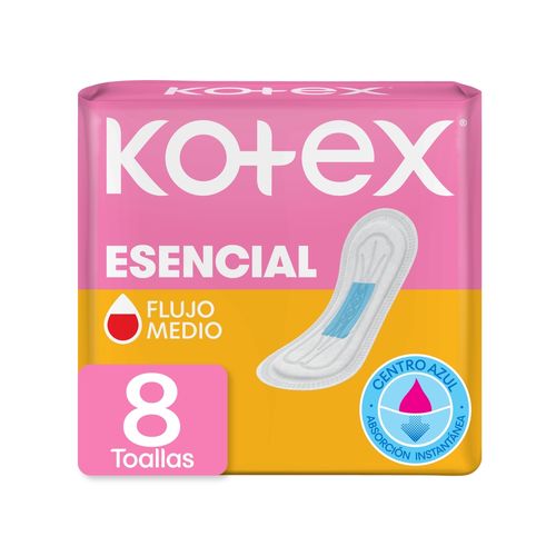 Toallas Femeninas Kotex Esencial Normal Sin Alas - 8 Unidades