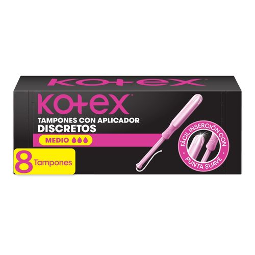 Tampones Kotex  Medio con Aplicador - 8 Unidades