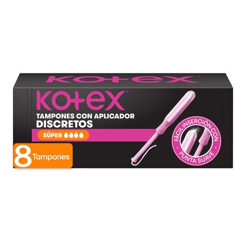 Tampones Kotex  Super con Aplicador - 8 Unidades