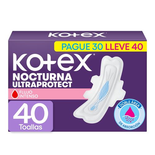 Toallas Femeninas Kotex Nocturna Ultraprotect - 40 Unidades
