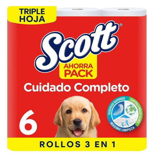 Papel Higiénico Scott Cuidado Completo Triple Hoja - 6 Rollos