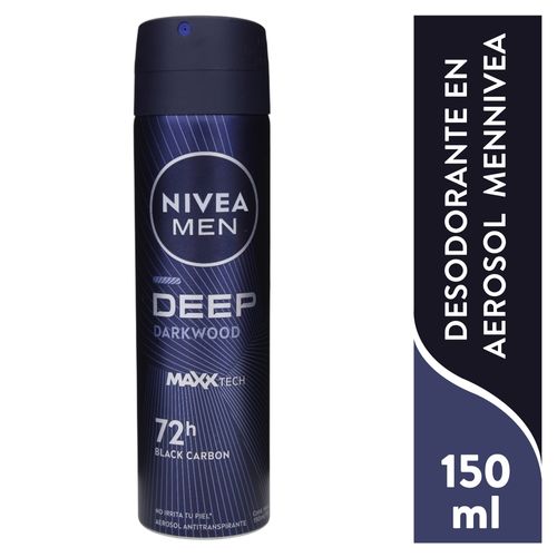 Desodorante Nivea Men  Antibacterial en Spray, Deep Dark Wook Black Carbon - 150 ml