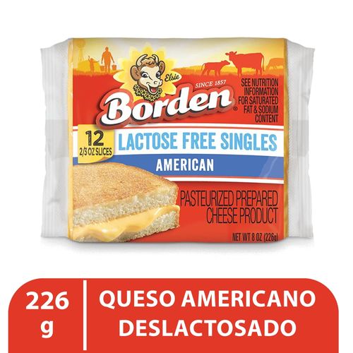 Queso Borden Americano Rebanado Sin Lactosa - 226 g