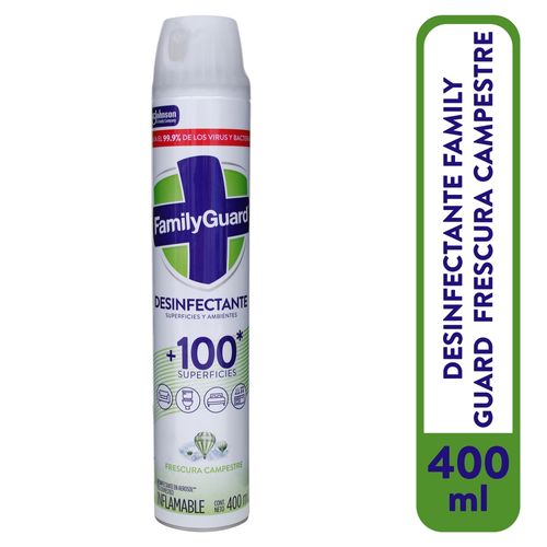 Desinfectante Family Guard aerosol superficies y ambientes frescura campestre - 400 ml