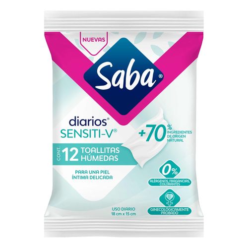 Toallas Húmedas Saba Sensitiv - 12 Uds
