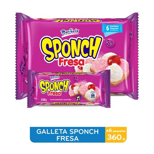 Galleta Marisela Sponch Fresa 6 pack - 360 g