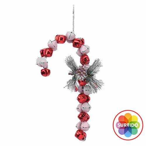 Adorno Holiday Time árbol bastón o corona cascabel