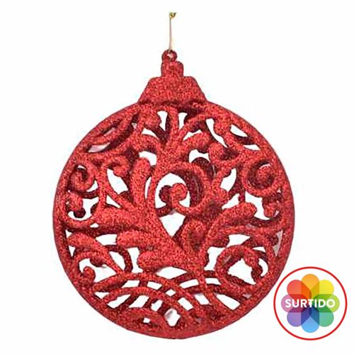 Adorno Holiday Time Para Árbol Glitter Rojo