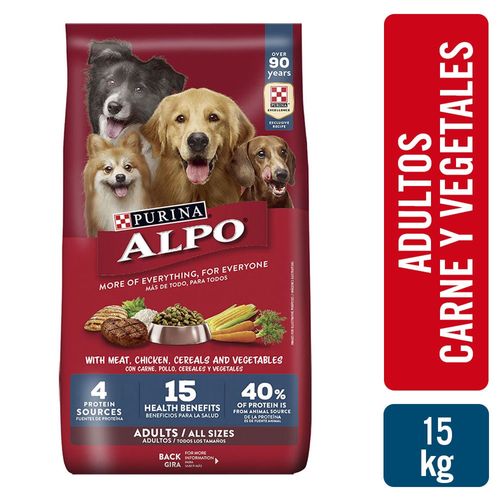 Comida para perros Purina Alpo Adultos con carne, pollo, cereales y vegetales 15 kg