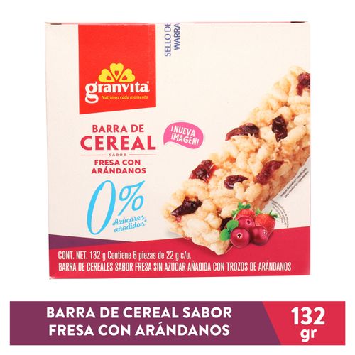 Barra Cereal 0 Azucar Fresa Arand 132gr