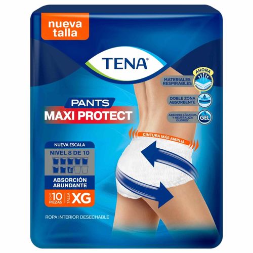 Pañal para adulto Tena pants maxi protect talla XG - 10 Uds