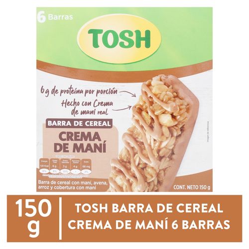 Barra De Cereal Tosh Crema D Mani 150 Gr