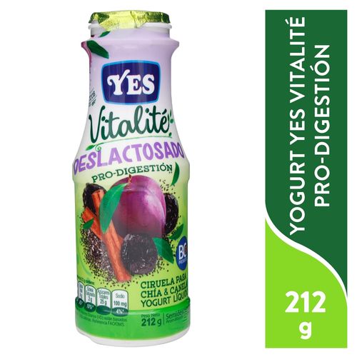 Yogurt Yes Deslactosado De Ciruela Pasa Vitalite- 212  gr