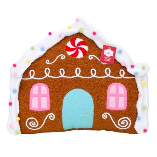 Cojín Holiday Time De Tela Casita De Jenjibre