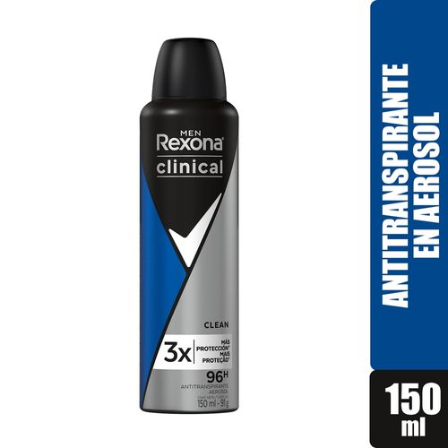 Desodorante Rexona Caballero Clinical Clean en Aerosol - 150 ml