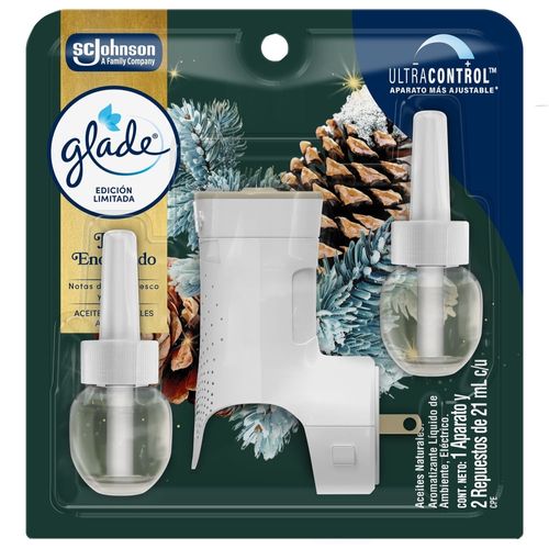 Aromatizante Glade Edicion Limitada Aceites Naturales Pino Encantado Aparato y 2 Repuestos 42m
