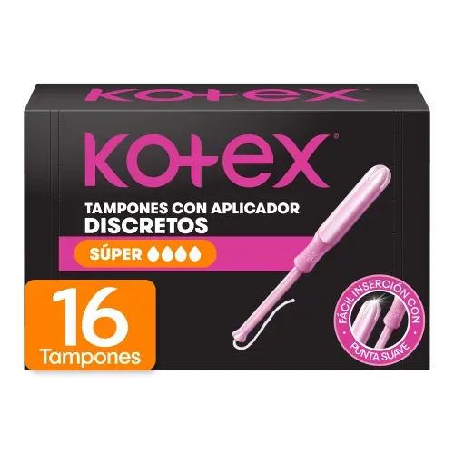 Tampones Kotex Super con Aplicador - 16 Unidades