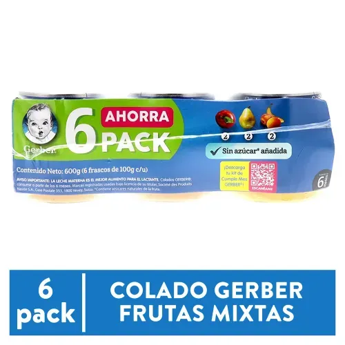 Colado Gerber Pack Frutas Mixtas 600 Gr