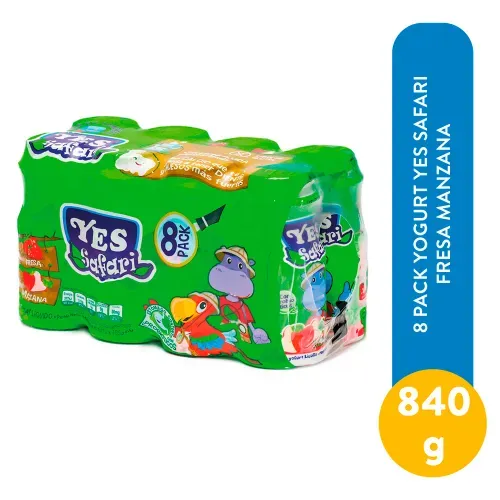 Yogurt Yes Safari Fresa Manzana 8 Pack - 840 g