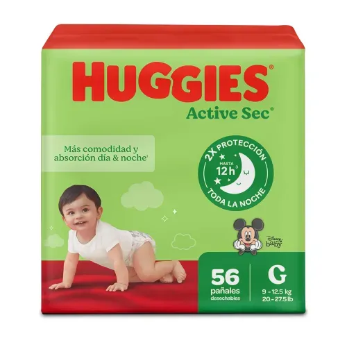 Pañales Huggies Active Sec Etapa 3/G  - 56 Unidades