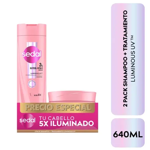 Shampoo y Mascarilla Sedal Luminous UV en pack - 640ml
