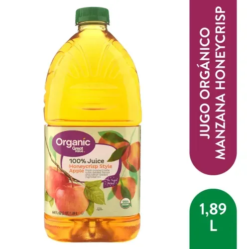 Jugo Great Value Orgánico Manzana Miel - 1.89 L