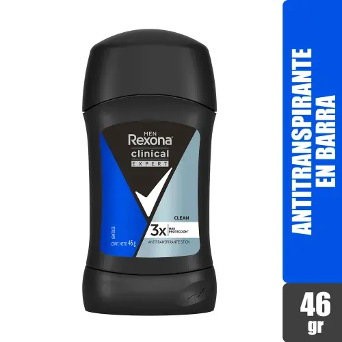 Desodorante Rexona Caballero Clinical Expert Clean en Barra - 46 g