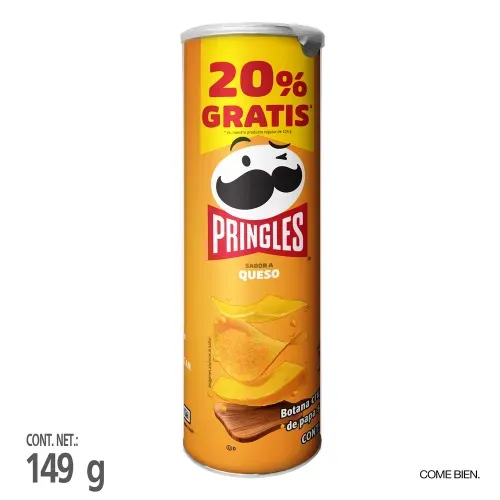 Papas Pringles, Bonus Pack sabor a Queso -149g
